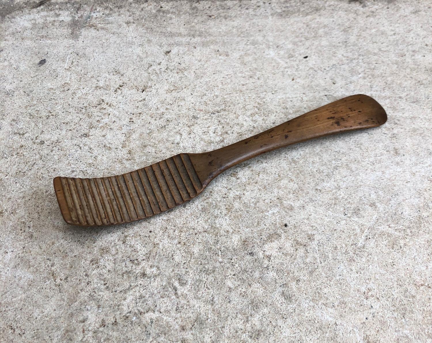 Victorian Carved Sycamore Treen Butter Curler