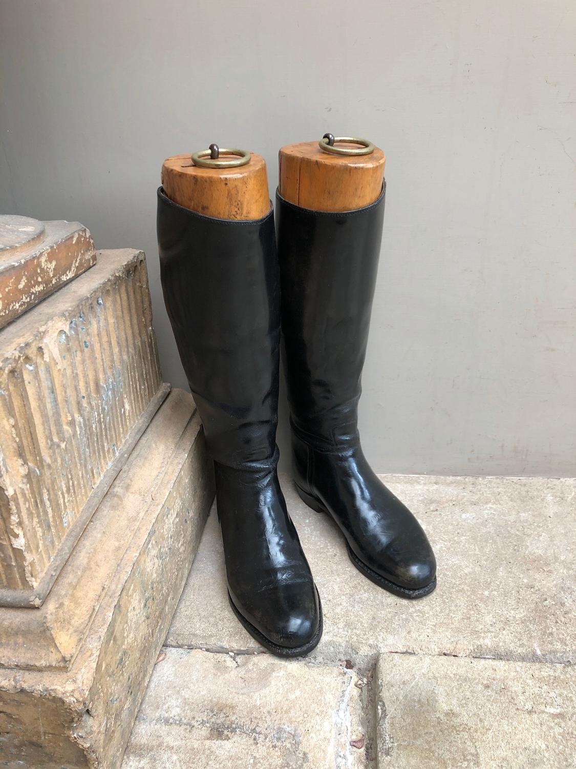 Late Victorian Lady's Boot Trees & Leather Riding Boots