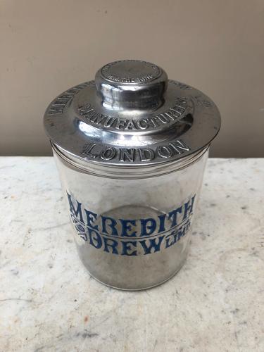 Edwardian Shops Glass Advertising Jar - Meredith & Drew Biscuits