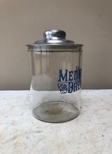 Edwardian Shops Glass Advertising Jar - Meredith & Drew Biscuits