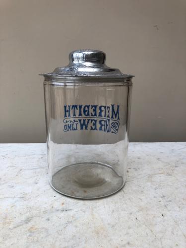 Edwardian Shops Glass Advertising Jar - Meredith & Drew Biscuits