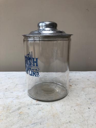 Edwardian Shops Glass Advertising Jar - Meredith & Drew Biscuits