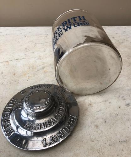 Edwardian Shops Glass Advertising Jar - Meredith & Drew Biscuits