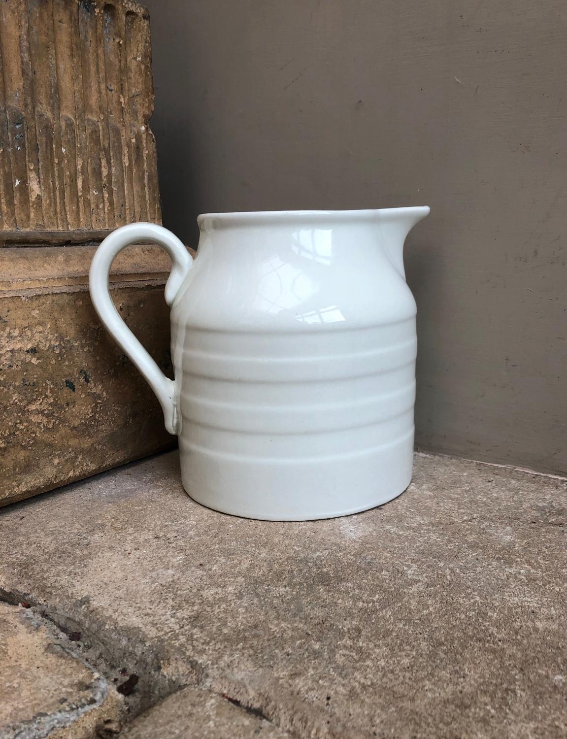 Early 20th Century White Banded Dairy Milk Jug - 4 Pints