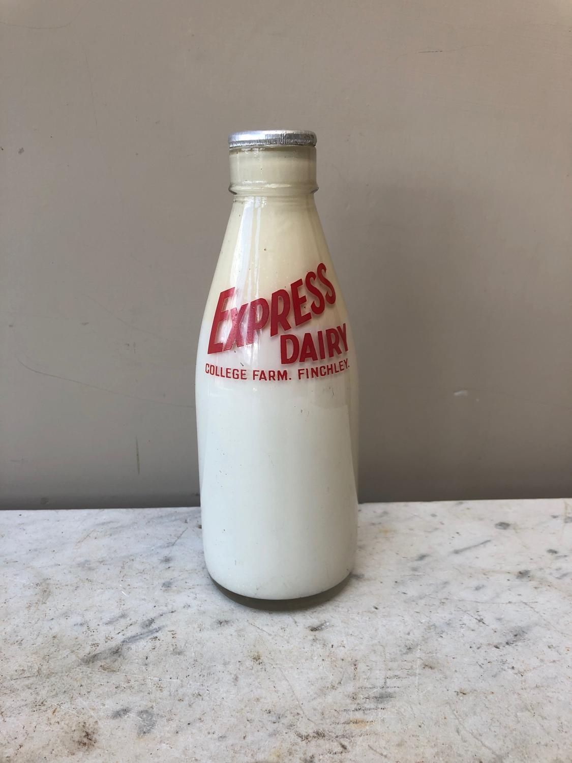 Mid Century Dairy's Display Milk Bottle - Reverse Glass Painted