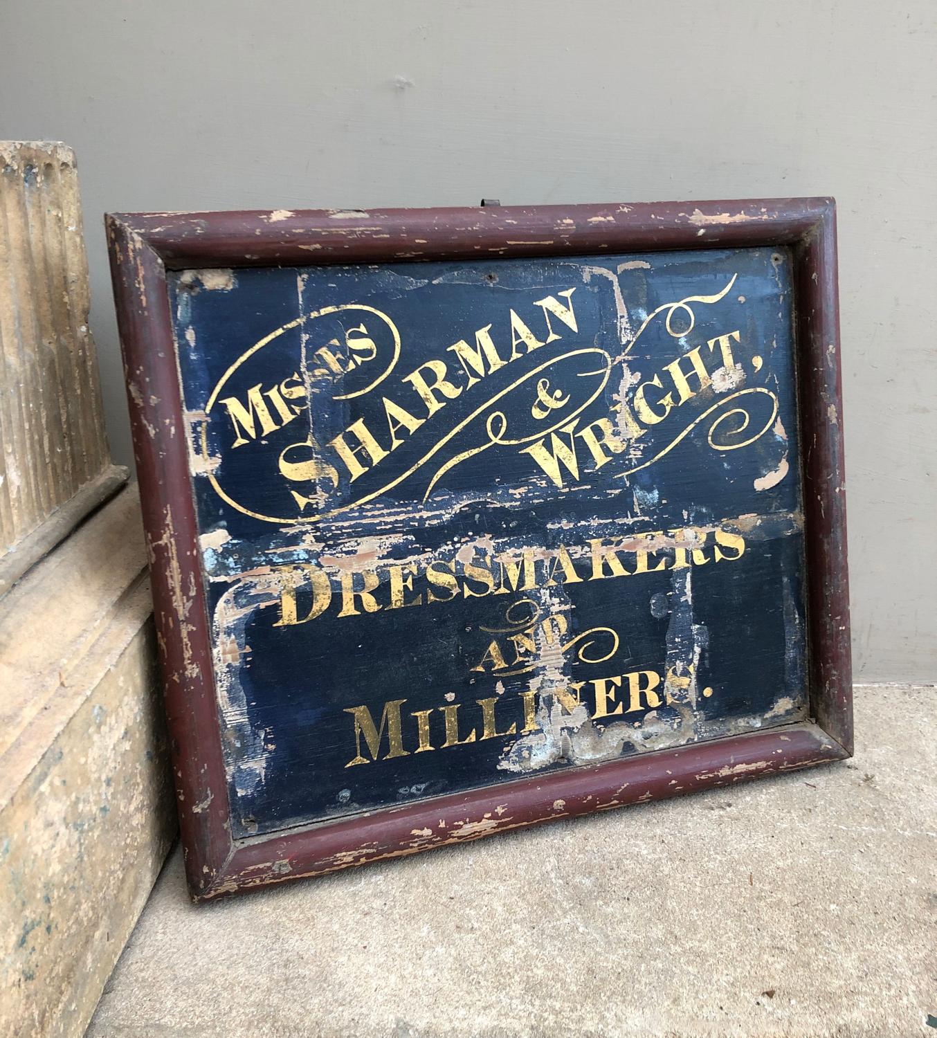 Mid Victorian Painted Pine Dressmaker & Milliners Sign