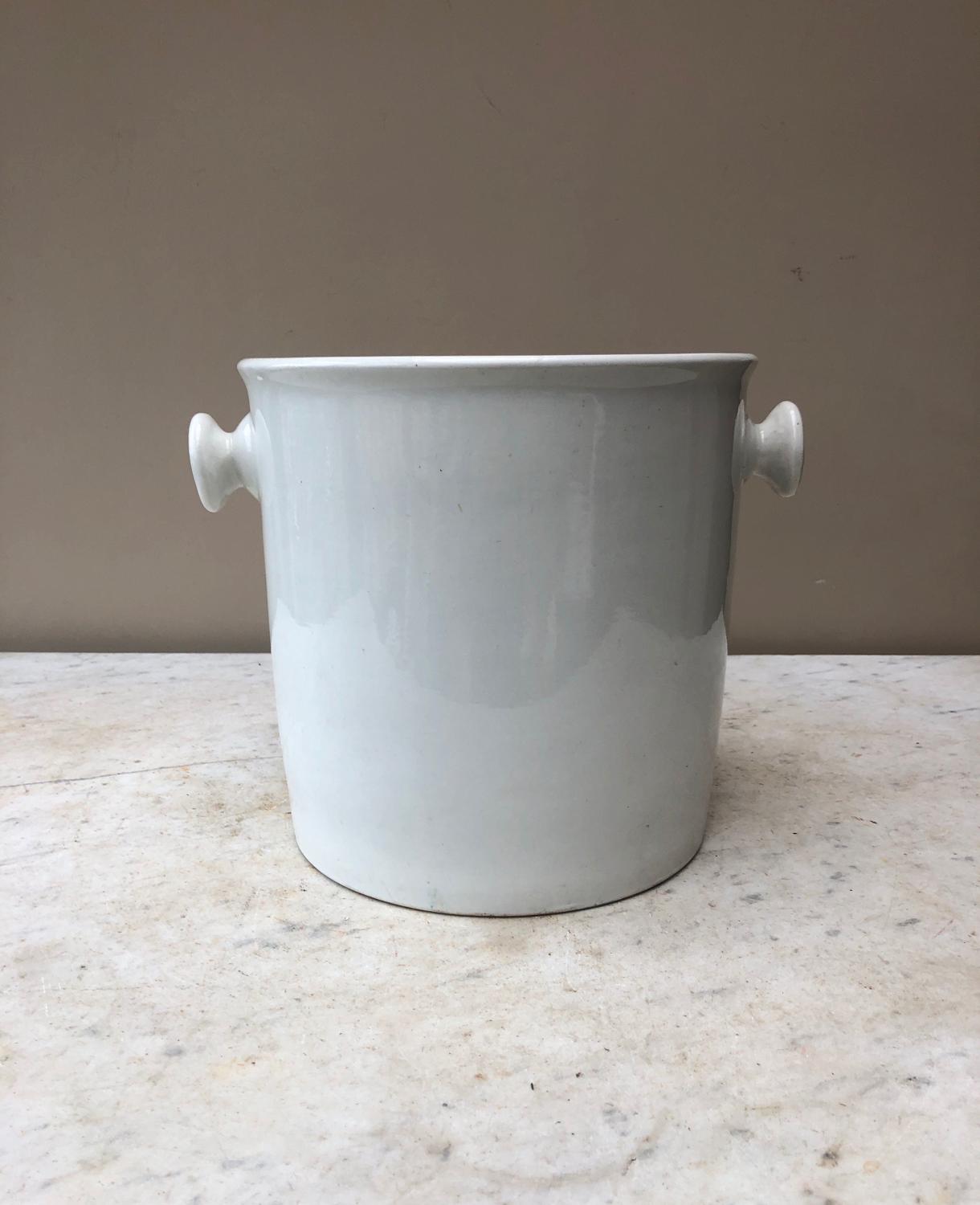 Edwardian White Ironstone Slop Bucket - Great Ice Bucket