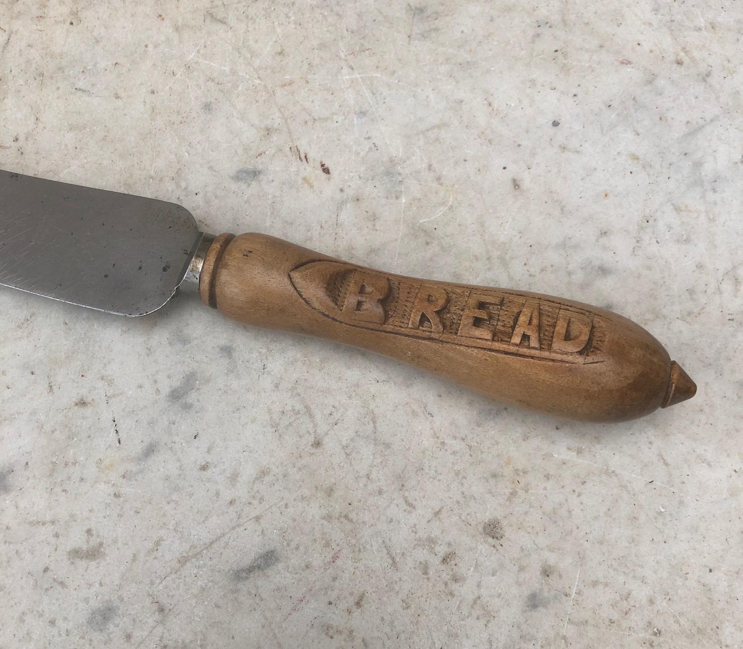 Edwardian Bread Knife - Carved Handle & Steel Blade