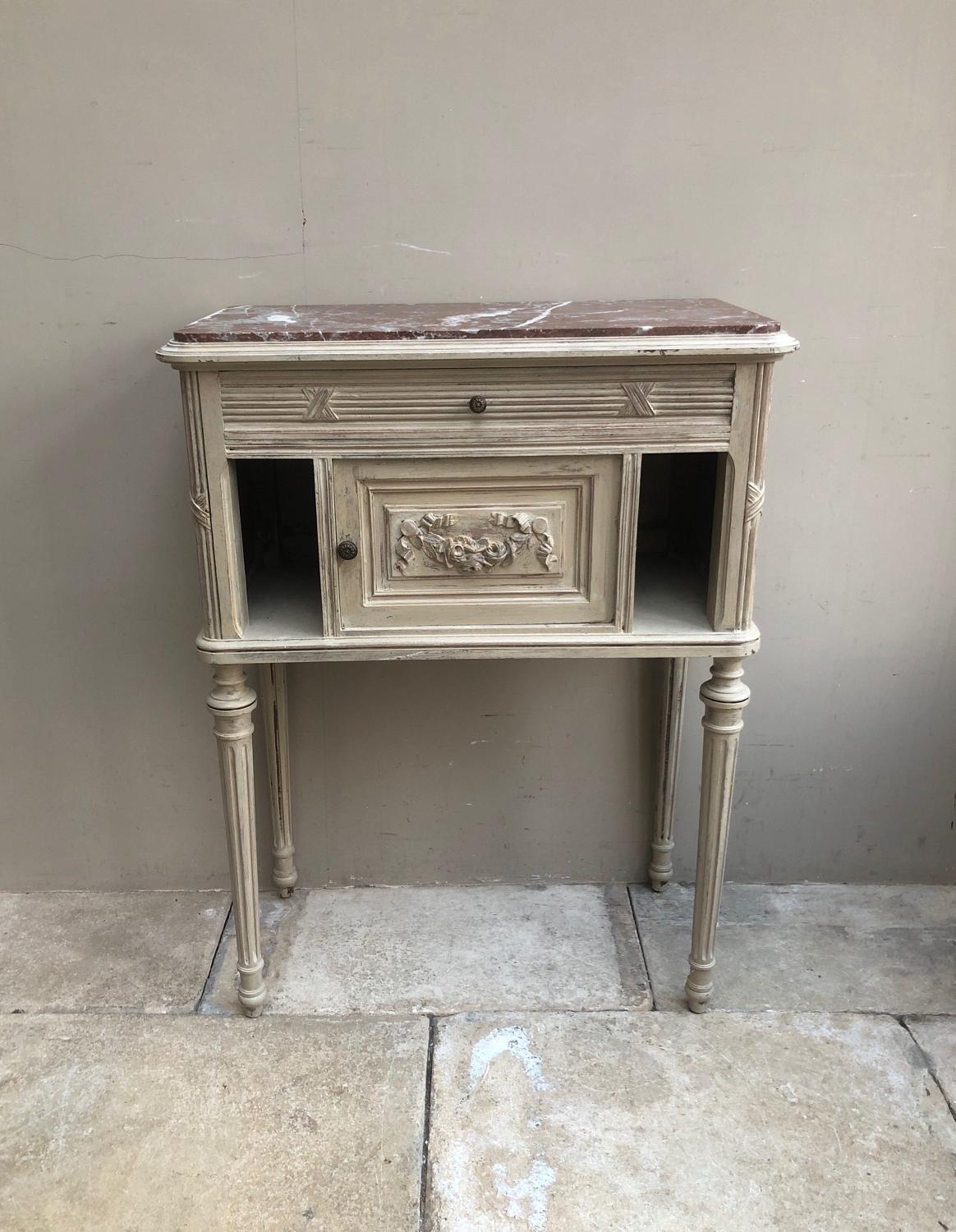 Victorian Marble Top Side Table with Central Cupboard
