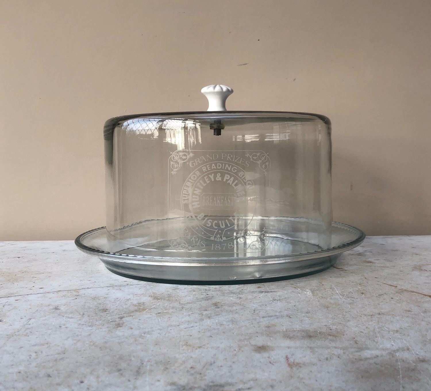 Large Glass Advertising Cake Dome - Huntley & Palmers