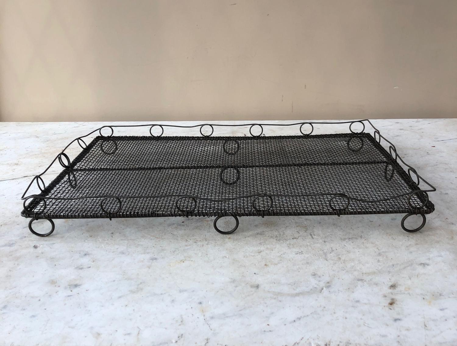 Large Early 20thC Wire Work Cake Cooling Rack with Ornate Sides