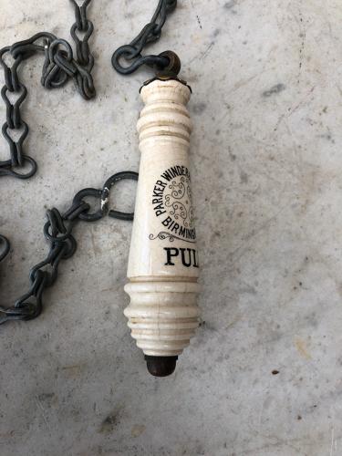 Late Victorian White Ceramic Loo Pull Complete with Chain