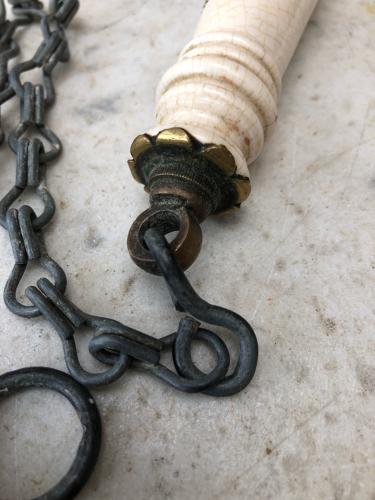 Late Victorian White Ceramic Loo Pull Complete with Chain