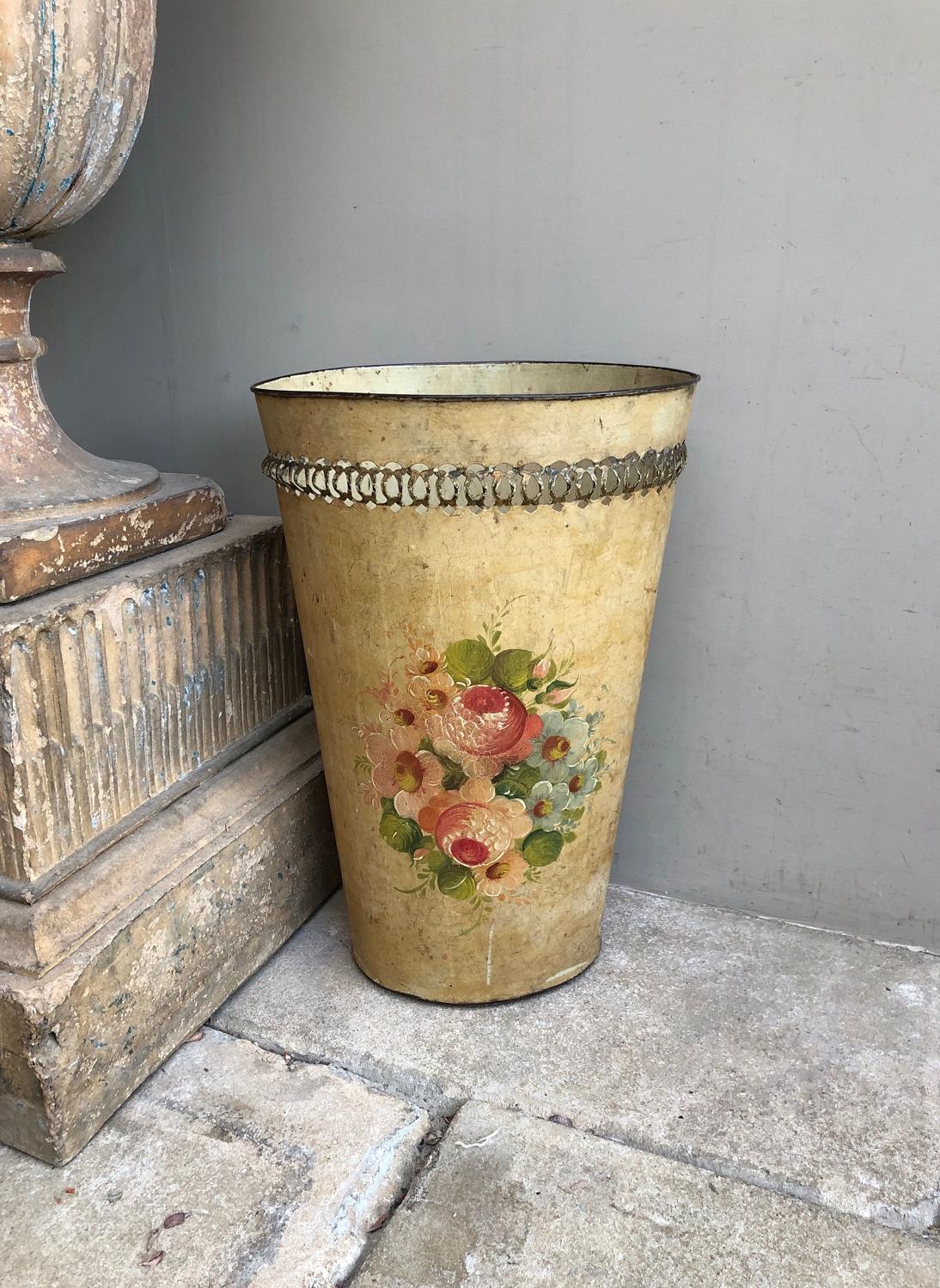 Early 20thC Large Toleware Waste Paper Basket - Umbrella Stand