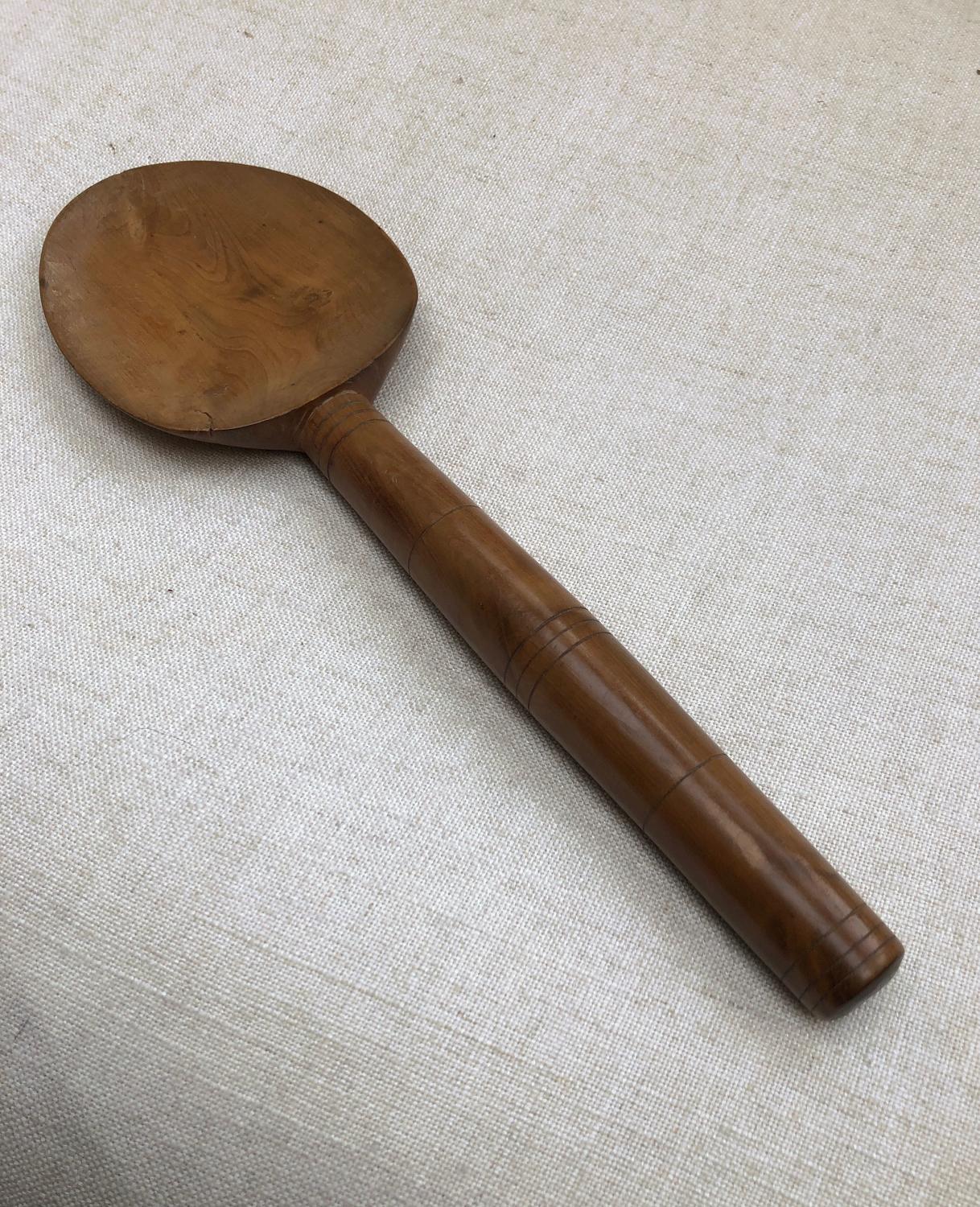 Exceptional Victorian Carved Treen Fruitwood Dairy Spoon