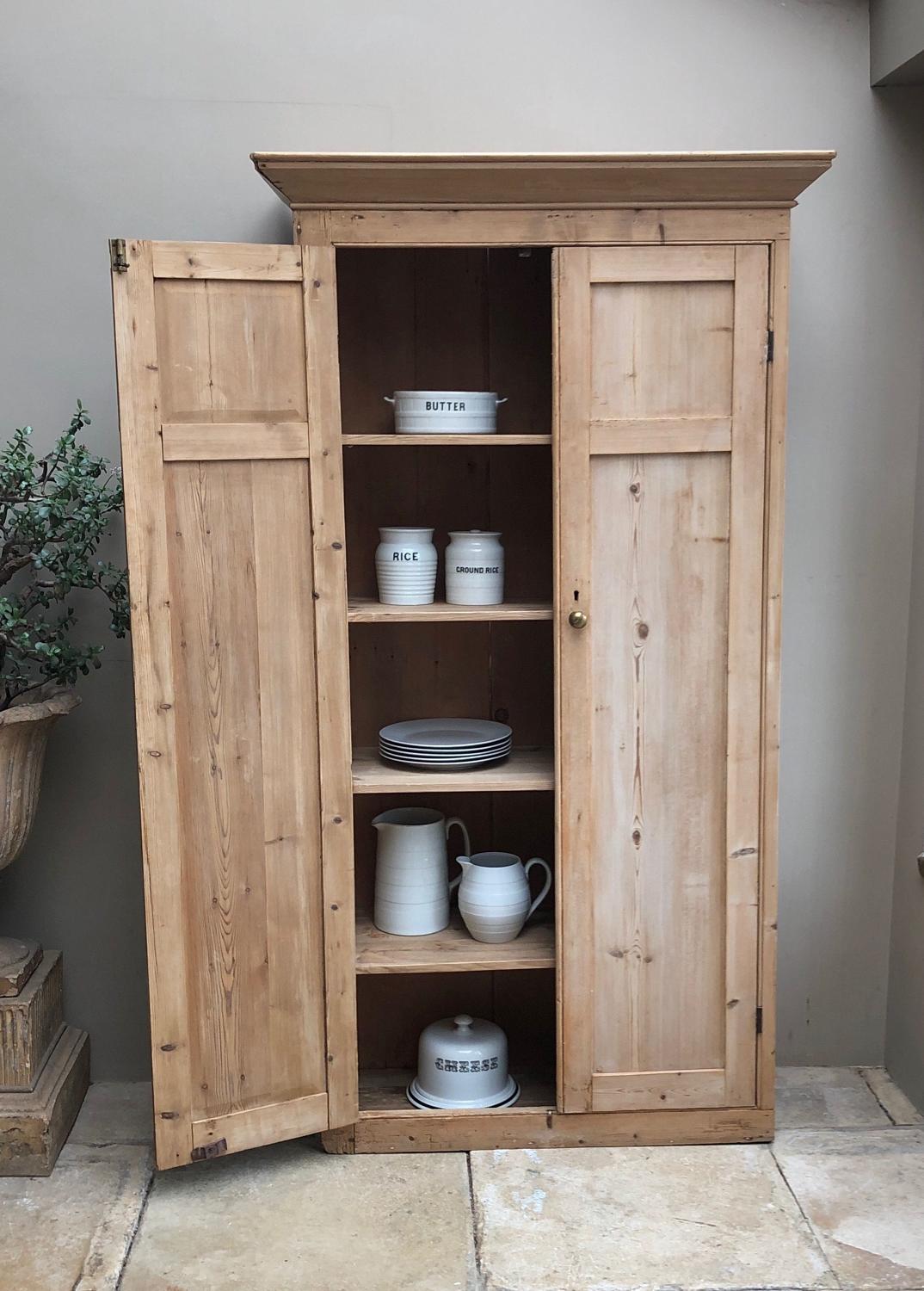 Victorian Pine Panelled Front Cupboard - Great for Larder or Crockery
