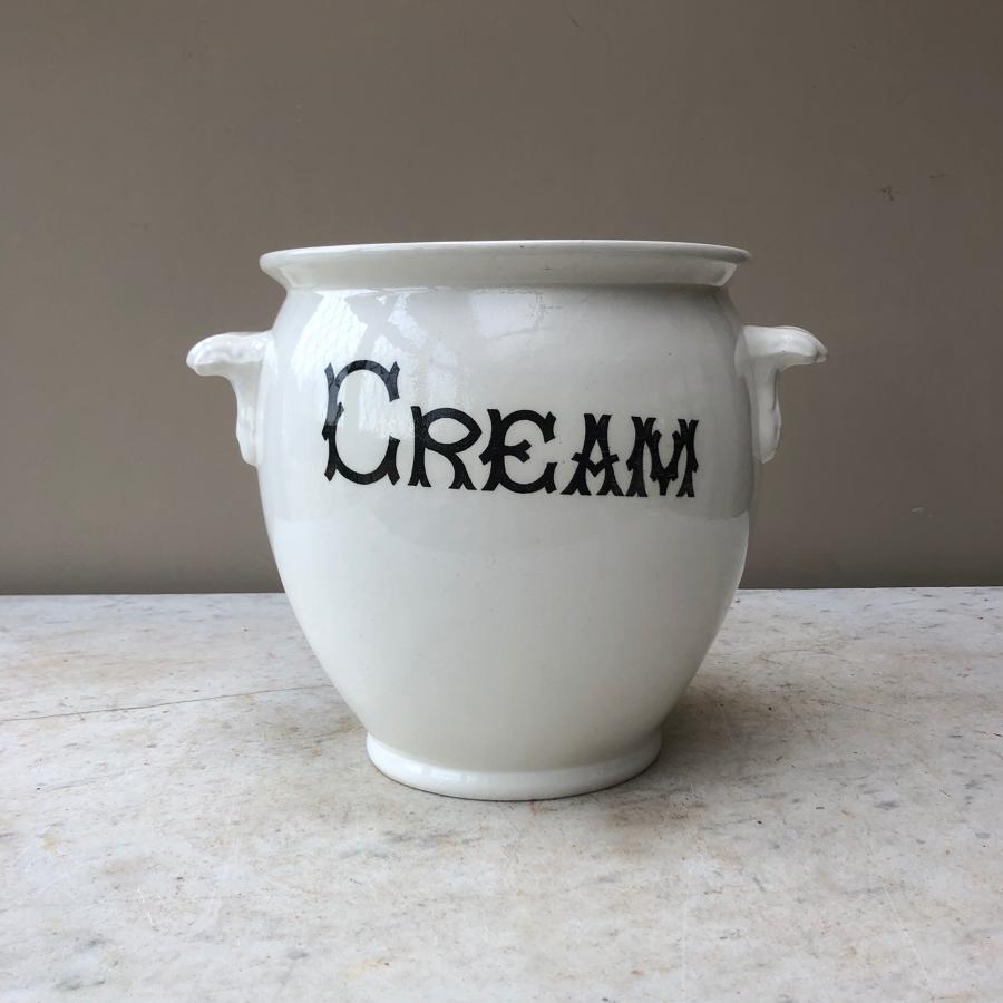 Edwardian White Ironstone Dairy Cream Pail - Great Condition