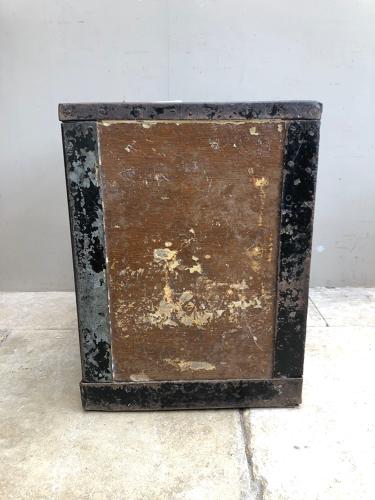 Early 20thC Painted Railway Strong Box - Great Side Table or Seat