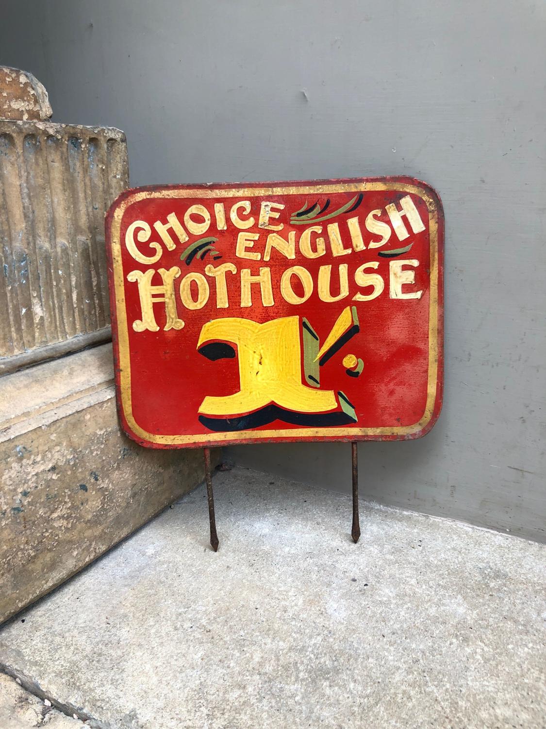 Huge Edwardian Hand Painted Grocers Tin Sign -Choice English HotHouse