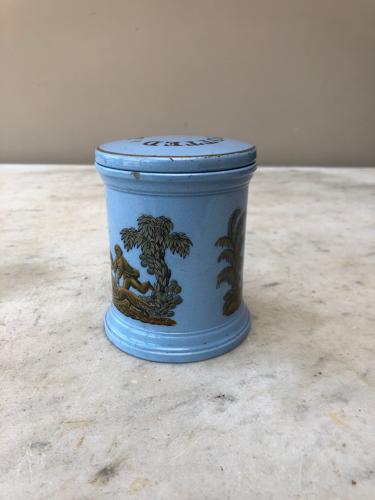 Victorian Blue Potted Meat Pot with Rare Original Lid