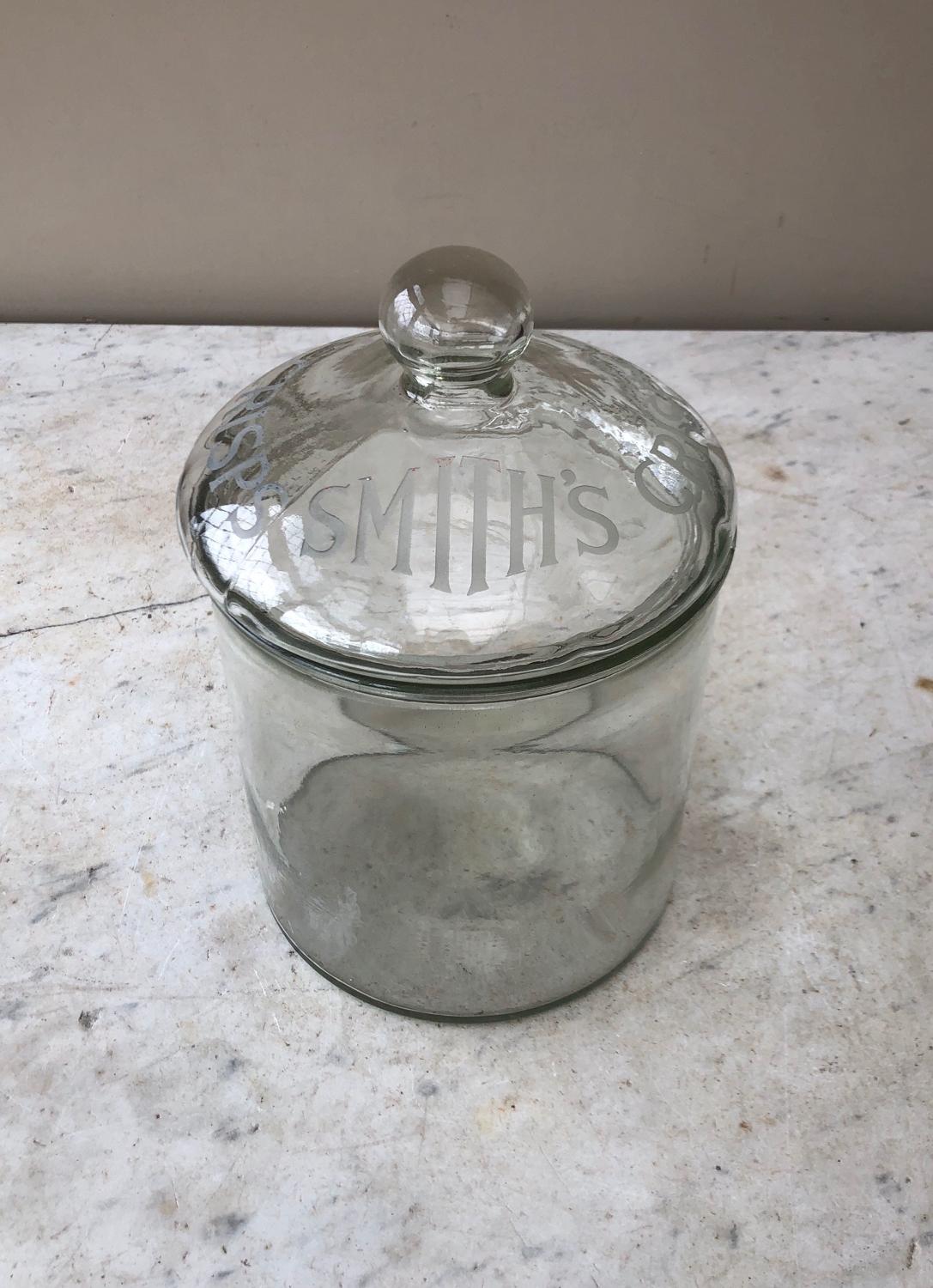 Early 20thC Glass Shops Counter Top Advertising Jar - Smiths Crisps
