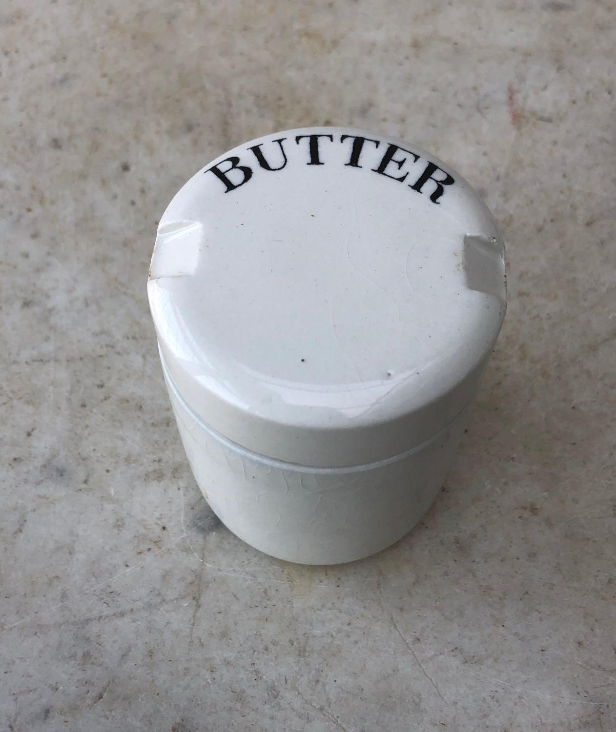 Excellent Condition White Ironstone Butter Pot - Picnic Set
