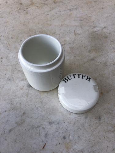 Excellent Condition White Ironstone Butter Pot - Picnic Set