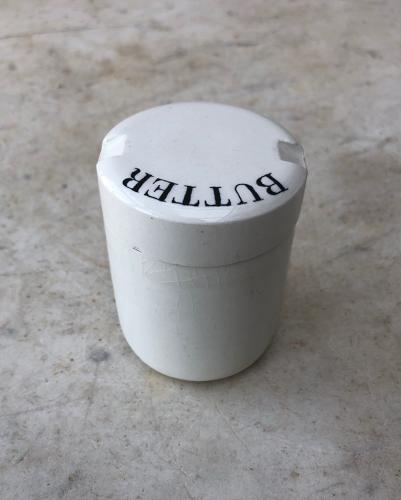 Excellent Condition White Ironstone Butter Pot - Picnic Set