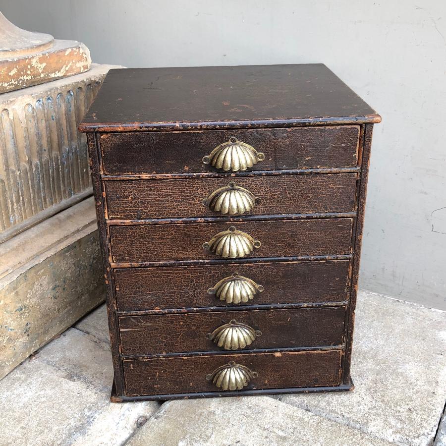 Late Victorian Pine Flight of Six Drawers - Superb Original Paint