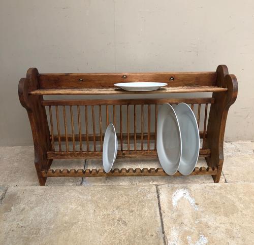 Edwardian Pine Single Tier Plate Rack - Larger than Average