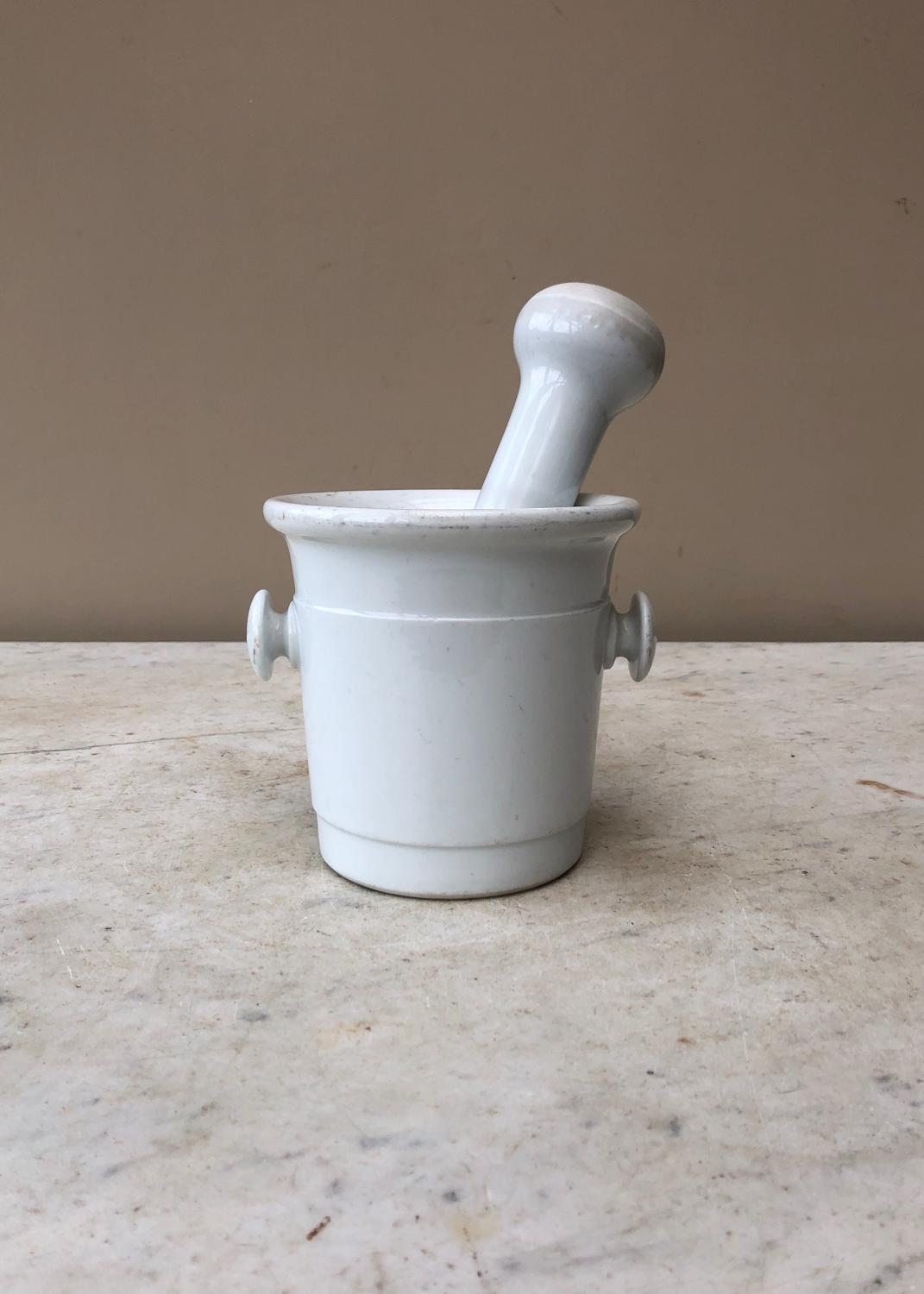 Early 20th Century White Ironstone Mortar with similar Pestle