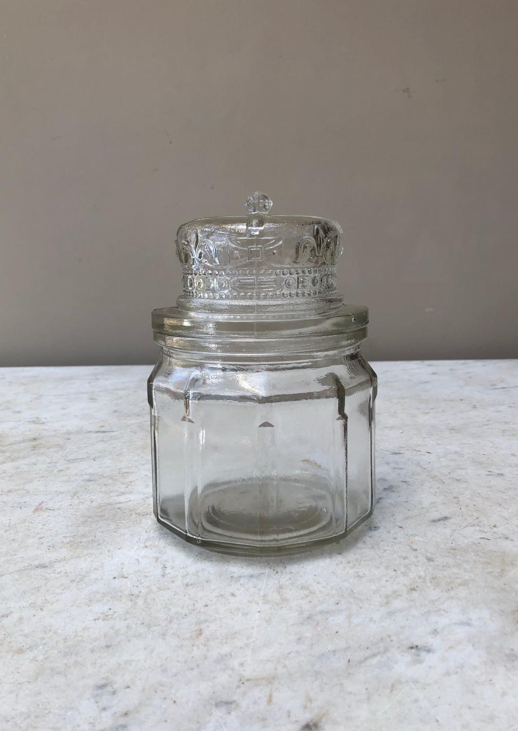 1930s Lovely Condition Crown Top Glass Jar