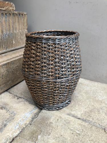 1930s Floral Fronted Waste Paper Basket - Original Paint