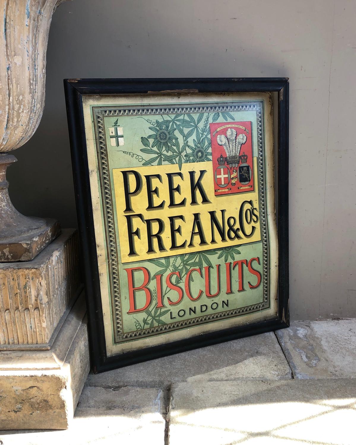 Edwardian Rare Peek Frean & Co Biscuits London Showcard Orig Frame