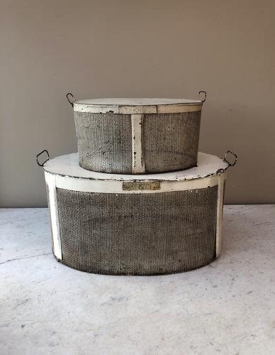 Rare Pair of Victorian Tin & Mesh Food Covers with Side Handles