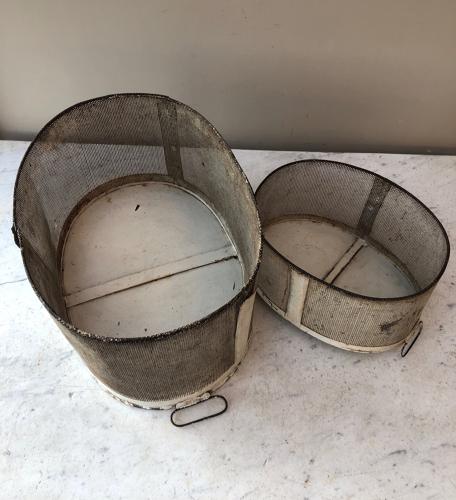 Rare Pair of Victorian Tin & Mesh Food Covers with Side Handles