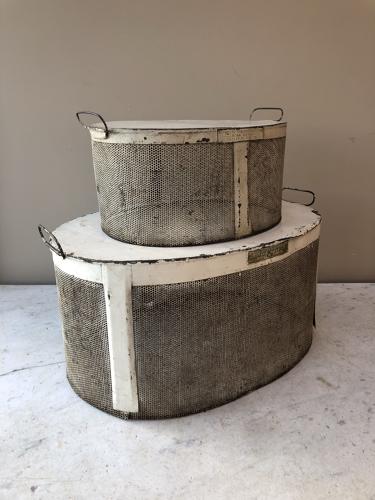 Rare Pair of Victorian Tin & Mesh Food Covers with Side Handles