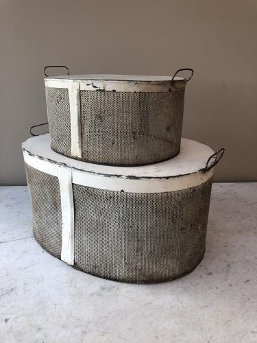 Rare Pair of Victorian Tin & Mesh Food Covers with Side Handles