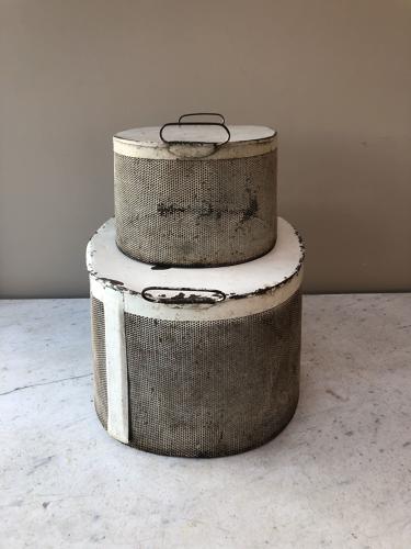 Rare Pair of Victorian Tin & Mesh Food Covers with Side Handles