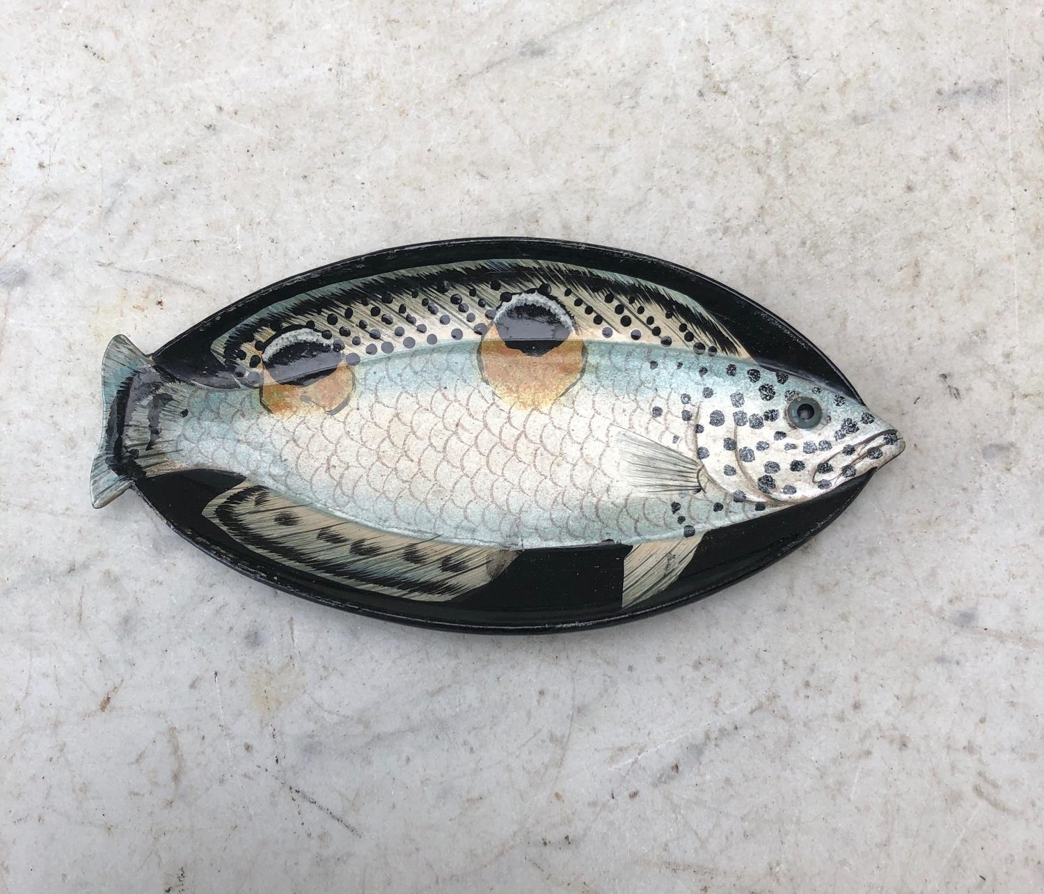 Small Papier Mache Fish Tray with Glass Eyes c.1930