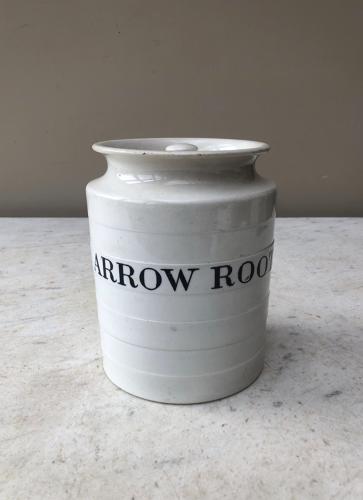 Rare Late 19thC Copeland White Ironstone Kitchen Jar - Arrow Root
