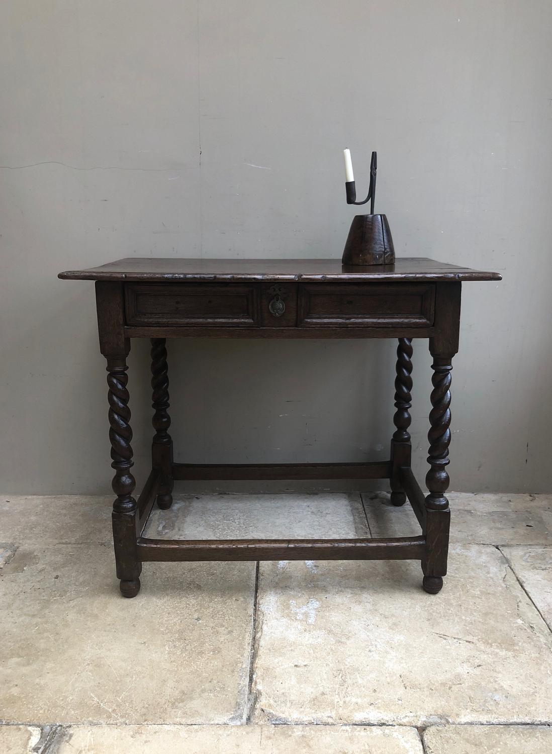 17th Century Oak Side Table with Single Drawer