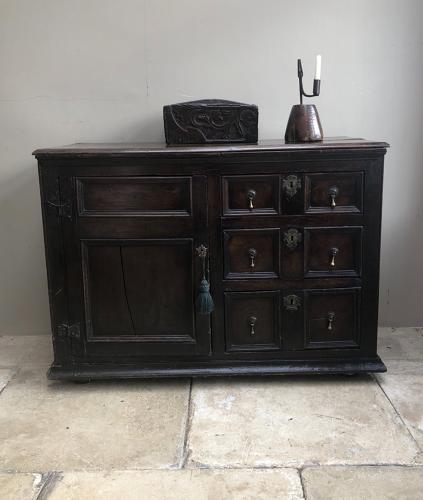 17th Century Oak Sideboard - Three Drawers & Cupboard