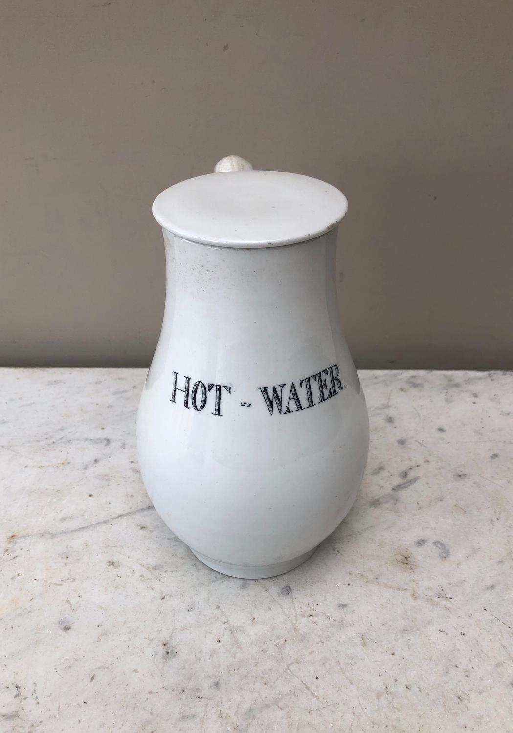 Rare Late Victorian White Ironstone Hot Water Jug with Original Lid