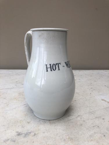 Rare Late Victorian White Ironstone Hot Water Jug with Original Lid