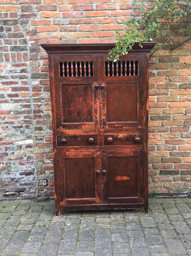 C1830 Welsh Pine Food and Cheese Cupboard - Fantastic Original Paint