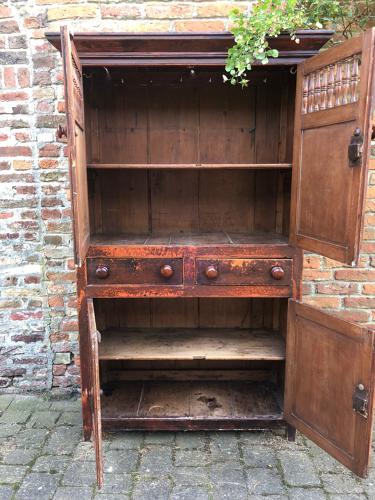 C1830 Welsh Pine Food and Cheese Cupboard - Fantastic Original Paint
