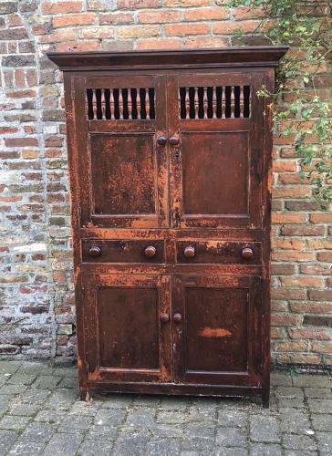 C1830 Welsh Pine Food and Cheese Cupboard - Fantastic Original Paint