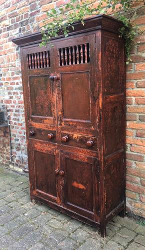 C1830 Welsh Pine Food and Cheese Cupboard - Fantastic Original Paint