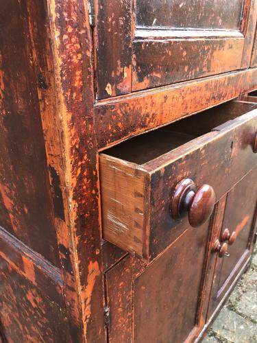 C1830 Welsh Pine Food and Cheese Cupboard - Fantastic Original Paint